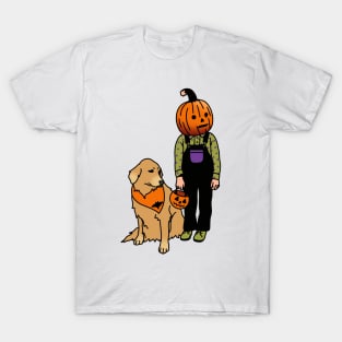 Pumpkin Boy With His Dog T-Shirt